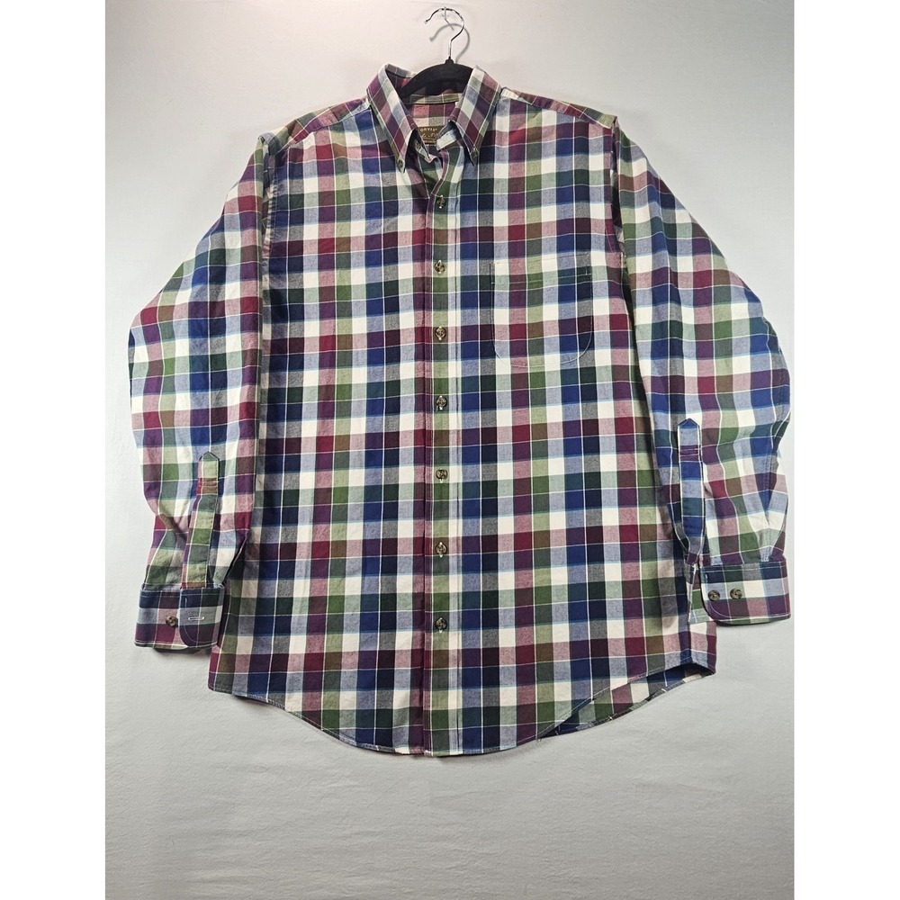 Orvis Signature Collection Shirt Mens M Plaid 80/20 Wool Blend Pocket Button Up
